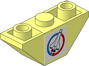 Slope Brick 45  3 x  1 Inverted Double without Inner Stopper Rings with Launch Command Logo facing Right Sticker