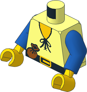 Minifig Torso with Blue Arms and Hands with Forestman and Purse Pattern