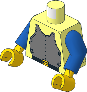 Minifig Torso with Blue Arms and Hands with Castle Breastplate Pattern