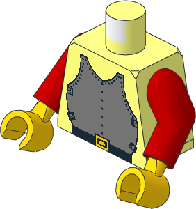 Minifig Torso with Red Arms and Hands with Castle Breastplate Pattern