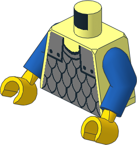 Minifig Torso with Blue Arms and Hands with Castle Chainmail Pattern