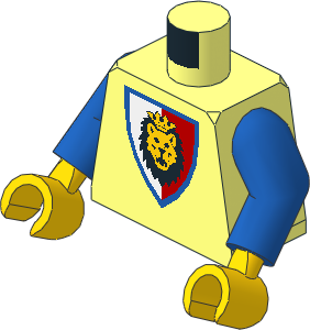 Minifig Torso with Blue Arms and Hands with Royal Knights Lion-Head Shield Pattern