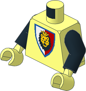 Minifig Torso with Black Arms and Hands with Royal Knights Lion-Head Shield Pattern