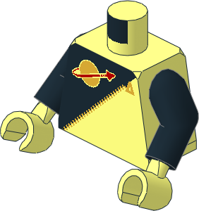 Minifig Torso with Arms and Hands with Black Futuron Pattern