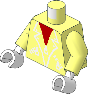 Minifig Torso with Arms and White Hands with Leather Jacket Pattern