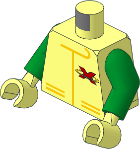 Minifig Torso with Green Arms and Hands with Extreme Team Jacket Logo Pattern