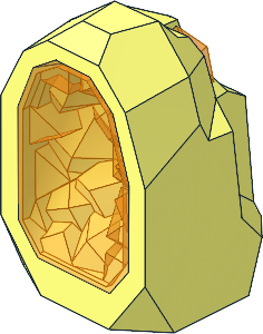 Rock  1 x  1 Geode with Trans Orange Crystal Interior Pattern