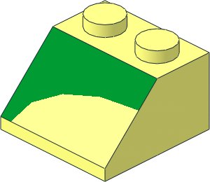 Slope Brick 45  2 x  2 with Left Green Inverse 1/4 Disc Pattern