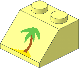 Slope Brick 45  2 x  2 with Palm Tree Pattern