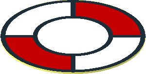 =Sticker  0.9 x  0.9 Round with Lifepreserver Pattern