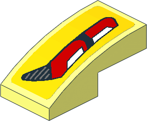 Slope Brick Curved  2 x  1 with Red and White Taillamp on Yellow Background Right Sticker