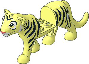 Animal Felid Tiger with Black Stripes, Coral Nose, White Eye Patches and Muzzle Pattern (Needs Work)