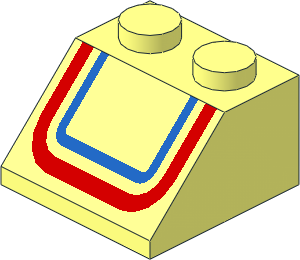 Slope Brick 45  2 x  2 with Red/Blue U-shaped Stripe Pattern