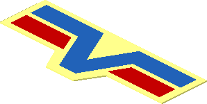 Sticker  0.8 x  1.9 with Blue V and Red Lines on Transparent Background