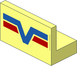 Panel  1 x  2 x  1 with Blue V and Red Lines on Transparent Background Sticker