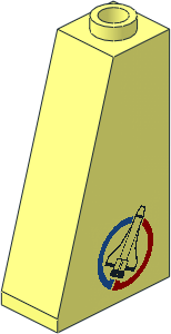 Slope Brick 75  2 x  1 x  3 with Open Stud with Launch Command Logo Facing Right Sticker