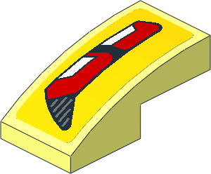 Slope Brick Curved  2 x  1 with Red and White Taillamp on Yellow Background Left Sticker