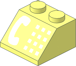 Slope Brick 45  2 x  2 with White Phone Pattern