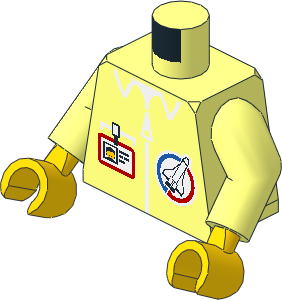 Minifig Torso with Arms and Hands with Launch Command Logo, Zipper and ID Badge Pattern