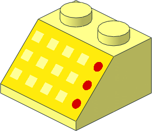 Slope Brick 45  2 x  2 with 12 Buttons and  3 Red Lamps on Yellow Panel Pattern
