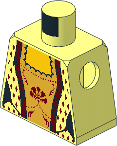 Minifig Torso with Gold and Dark Red Trim and Laces Pattern