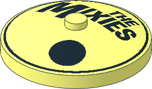 Dish  4 x  4 Inverted with Black Circle, Dot and "THE MIXIES" Pattern