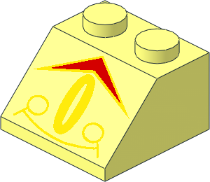 Slope Brick 45  2 x  2 with RoboForce Red Chevron and Yellow Eye Pattern
