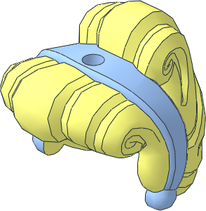 Minifig Hair Female Curled Fringe and Bun, Hole on Top with Molded Bright Light Blue Band and Earrings Pattern