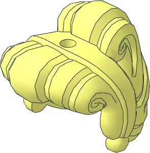 Minifig Hair Female Curled Fringe and Bun, Hole on Top with Molded Band and Earrings