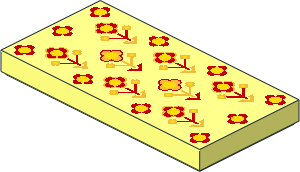 Tile  2 x  4 with Woven Rug with Red, Yellow and Gold Flowers Pattern