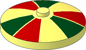 Dish  4 x  4 Inverted with  9 Dark Green, Red and Bright Light Yellow Sections Pattern