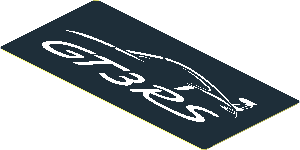 Sticker  1.8 x  3.8 with White "GT3 RS" Logo and Porsche 911 Silhouette on Black Background