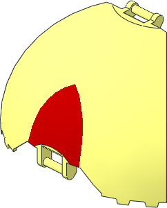 Windscreen Quarter Dome Radius 8 with Top and Bottom Handles with Red Curved Triangle Pattern