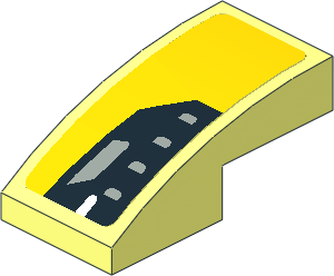 Slope Brick Curved  2 x  1 with Black Headlamp on Yellow Background Left Sticker