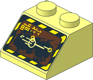 Slope Brick 45  2 x  2 with Screen with Black and Yellow Border Pattern