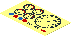 Sticker  1.1 x  1.9 with Gauges, Red and Blue Buttons