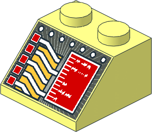 Slope Brick 45  2 x  2 with Red Square and Circuitry Pattern