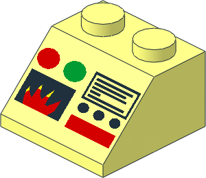 Slope Brick 45  2 x  2 with Flame and Control Panel Pattern