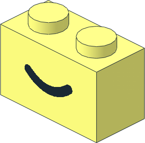 Brick  1 x  2 without Centre Stud with Black Smile Pattern