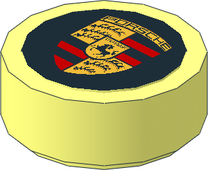 Tile  1 x  1 Round with Groove with Porsche Logo Badge Sticker