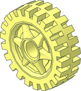 Wheel 7 x 24 with Fake Bolts and 6 Spokes with Integral Rubber Tyre