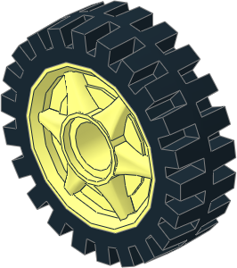 Wheel 7 x 24 with Fake Bolts and 6 Spokes with Integral Rubber Black Tyre