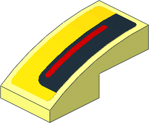 Slope Brick Curved  2 x  1 with Black and Red Taillamp on Yellow Background Left Sticker