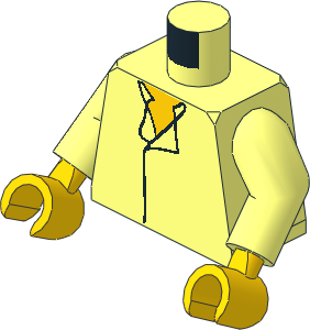 Minifig Torso with Arms and Hands with SW Shirt Open Collar No Vest and Yellow Chest Pattern