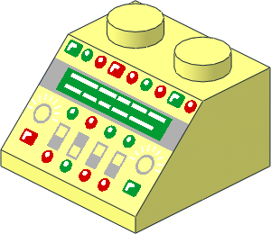 Slope Brick 45  2 x  2 with Control Panel with Red and Green Lamps Pattern