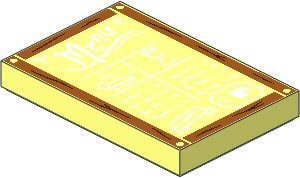 Tile  2 x  3 with Chalk Board with Frame with Wood Grain and Nails, White 'Menu', Food Items and Scribbles Pattern