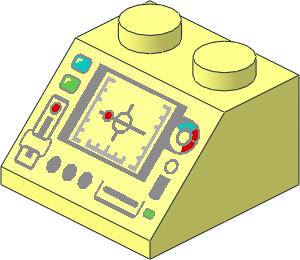Slope Brick 45  2 x  2 with Silver Control Panel and Screen Pattern