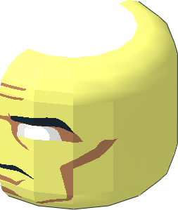 ~Minifig Head with SW Clone Wars Large Eyes, Black Stern Eyebrows, Nougat Cheek Lines and Chin Dimple Pattern - Half