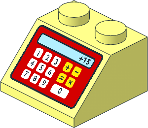 Slope Brick 45  2 x  2 with Red Cash Register Pattern