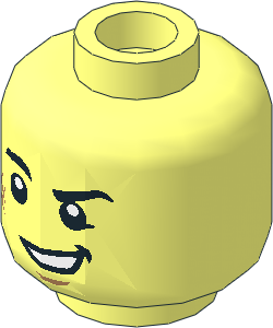 Minifig Head with Medium Nougat Scuff Mark and Chin Dimple and Lopsided Open Mouth Smile Pattern